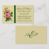 Klassieke stijlroze roze rozenVisitekaartje Visitekaartje (Voorkant / Achterkant)