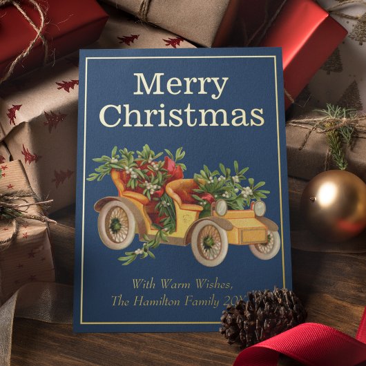 Klassieke  stijlvol met kerstmis Mistletoe Gold Folie Feestdagenkaart