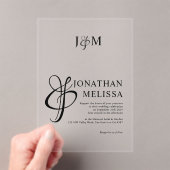 Klassieke Stijlvolle Ampersand Script Monogram bru Acryl Uitnodigingen (Insitu (Draagbaar))