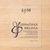 Klassieke Stijlvolle Ampersand Script Monogram bru Acryl Uitnodigingen (Voorkant)