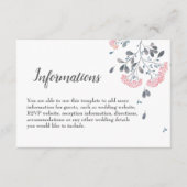 Klassieke stijlvolle grijze roze waterverf bruilof informatiekaartje (Voorkant)