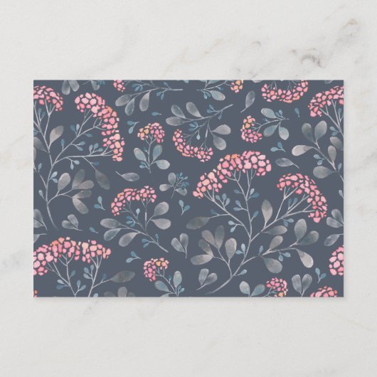 Klassieke stijlvolle grijze roze waterverf bruilof informatiekaartje (Achterkant)