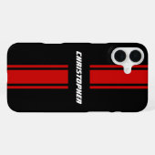 Klassieke Stijlvolle Rood Zwart Racing Stripes Mon iPhone Hoesje (Achterkant horizontaal)