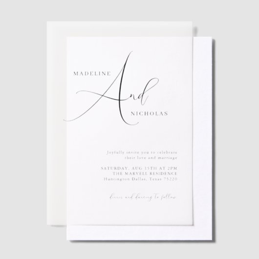 Klassieke Stijlvolle Script bruiloft Vellum Uitnodigingen (Offset)