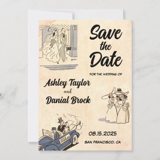  klassieke stille aardbruiloft sparen de datum kaart (Voorkant)