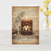 Klassieke Stille Nacht Kaars Kaart (Gele Bloem)