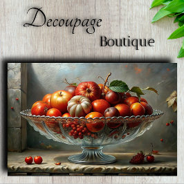 Klassieke Stilleven Fruit Schaal Decoupage Tissuepapier