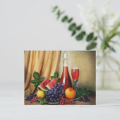 Klassieke stilstand met wijn- en fruitschilderinge briefkaart (Staand voorkant)