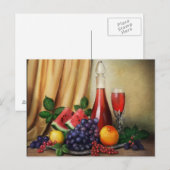 Klassieke stilstand met wijn- en fruitschilderinge briefkaart (Voorkant / Achterkant)