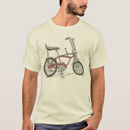 Klassieke, stingray banaanfiets met fiets t-shirt (Voorkant)
