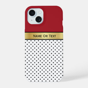 Klassieke Stippen en Gouden Streep met Tekstruimte iPhone 15 Case