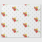 Klassieke Stippen en rode gele bloemen Cadeaupapier (Vlak)