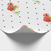 Klassieke Stippen en rode gele bloemen Cadeaupapier (Hoek)