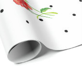 Klassieke Stippen en rode gele bloemen Cadeaupapier (Rol Hoek)