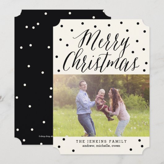 Klassieke Stippen kerstfeestdagen fotokaarten Feestdagenkaart (Voorkant / Achterkant)