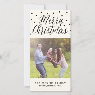 Klassieke Stippen Kerstvakantie Fotokaart Feestdagenkaart