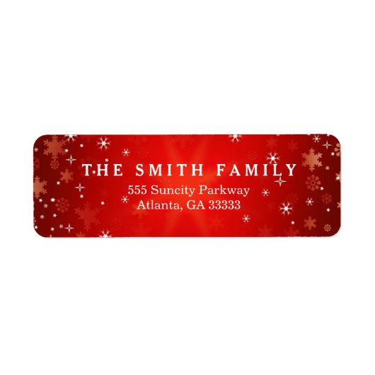 Klassieke Stippen Moderne Rode Sneeuwvlok Kerstmis Etiket (Voorkant)