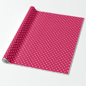 Klassieke Stippen Wit - Framboos Rood Cadeaupapier (Uitgerold)