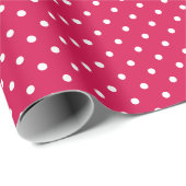 Klassieke Stippen Wit - Framboos Rood Cadeaupapier (Rol Hoek)