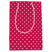 Klassieke Stippen Wit - Framboos Rood Medium Cadeauzakje (Voorkant)