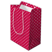 Klassieke Stippen Wit - Framboos Rood Medium Cadeauzakje (Achterkant Gekanteld)