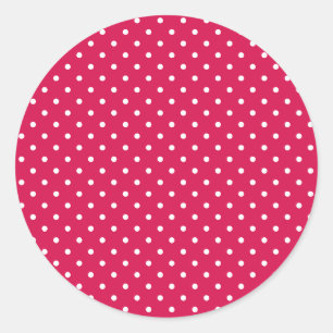 Klassieke Stippen Wit - Framboos Rood Ronde Sticker