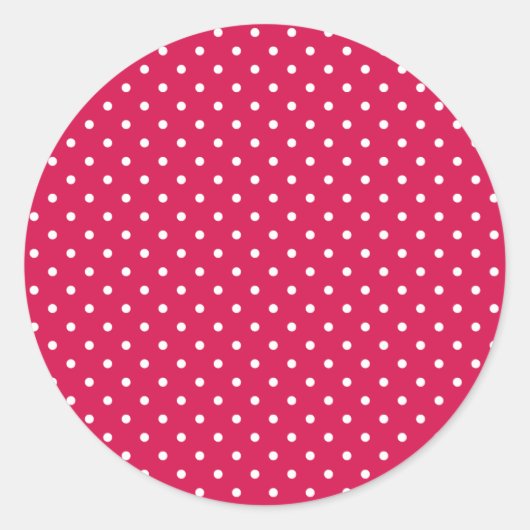 Klassieke Stippen Wit - Framboos Rood Ronde Sticker (Voorkant)