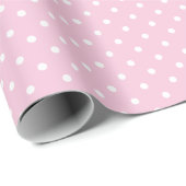 Klassieke Stippen Wit - Licht Roze Cadeaupapier (Rol Hoek)