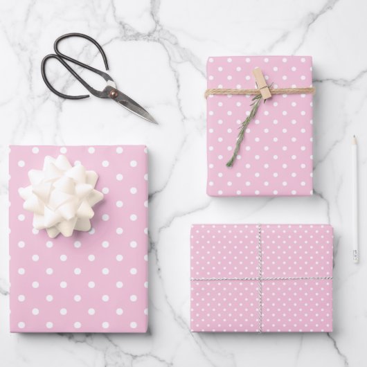 Klassieke Stippen Wit - Licht Roze Inpakpapier Vel (Voorkant)