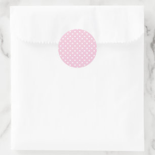 Klassieke Stippen Wit - Licht Roze Ronde Sticker
