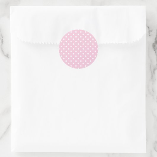 Klassieke Stippen Wit - Licht Roze Ronde Sticker (Tas)