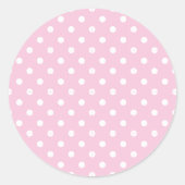 Klassieke Stippen Wit - Licht Roze Ronde Sticker (Voorkant)