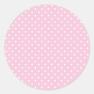 Klassieke Stippen Wit - Licht Roze Ronde Sticker