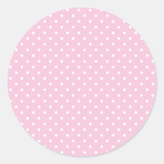 Klassieke Stippen Wit - Licht Roze Ronde Sticker (Voorkant)