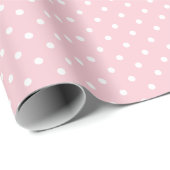 Klassieke Stippen Wit - Roze Cadeaupapier (Rol Hoek)