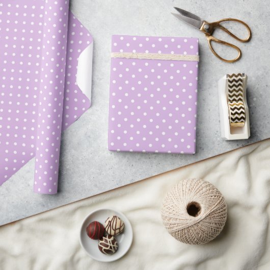 Klassieke Stippen Wit - Zachte Lilac Cadeaupapier (Crafts)