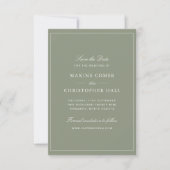 Klassieke Stof Groen Script Bruiloft Save The Date (Voorkant)