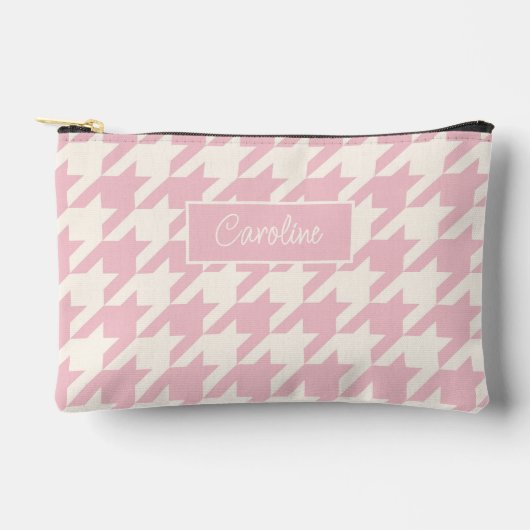 Klassieke Stof Roze Blush Roze Houndstooth Patroon Etui (Voorkant)