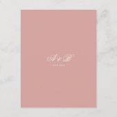 Klassieke Stof Roze Monogram Script Trouwdetails Informatiekaartje (Achterkant)