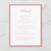 Klassieke Stof Roze Monogram Script Trouwdetails Informatiekaartje (Voorkant)