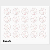 Klassieke Stof Roze Rand Monogram Script Bruiloft Ronde Sticker (Vel)