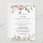 Klassieke Stof Roze Roos 50ste Huwelijksverjaardag Kaart (Voorkant)