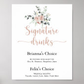 Klassieke Stof Roze Roos Bloemige Signature Dranke Poster (Voorkant)
