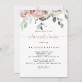 Klassieke Stof Roze Roos Bloemstuk Proefavond Dine Kaart (Voorkant)