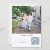 Klassieke Stofblauwe Bloem Fotolijst Trouwset Save The Date (Achterkant)