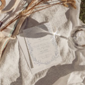 Klassieke Stofblauwe Boho Bloemencode QR Code Huwe Kaart