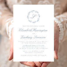 Klassieke Stofblauwe Monogram Krans Script