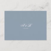Klassieke Stofblauwe Monogram Script Trouwdetails Informatiekaartje (Achterkant)