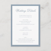 Klassieke Stofblauwe Monogram Script Trouwdetails Informatiekaartje (Voorkant)