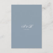 Klassieke Stofblauwe Monogram Script Trouwdetails Informatiekaartje (Achterkant)